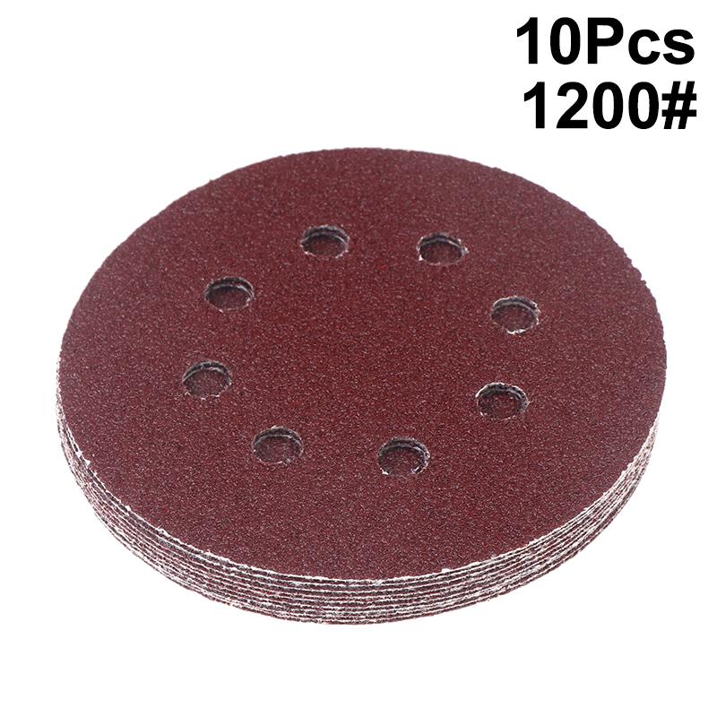 10Pcs 5 Inch 8-Hole Alumina Sanding Pad Sanding Sheet Polishing Sand Paper Sanding Discs Abrasive Polishing Tool For Metal Wood