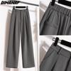 DIMANAF 2023 Plus Size letnie długie spodnie damskie spodnie luźne kobiece spodnie podstawowe proste spodnie szerokie nogawki 4XL