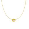 Gold Oval Cubic Zirconia Pendant Steel Wire Choker Necklace for Women