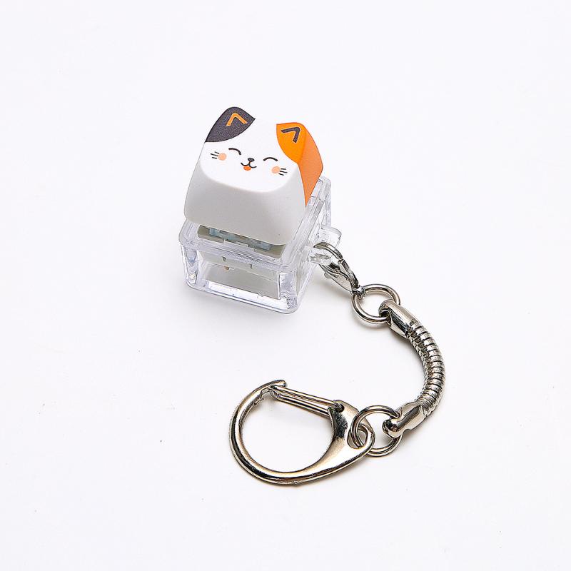 Cute Cat Shaped Keycap Keychain Adorable Cartoon Design Durable Key Charm for Backpack Gaming Peripheral Lover Gift