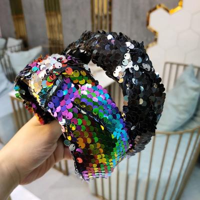 Sequin Knotted Headband Retro Wide-brimmed Hairband Fashion Women's Accessories
