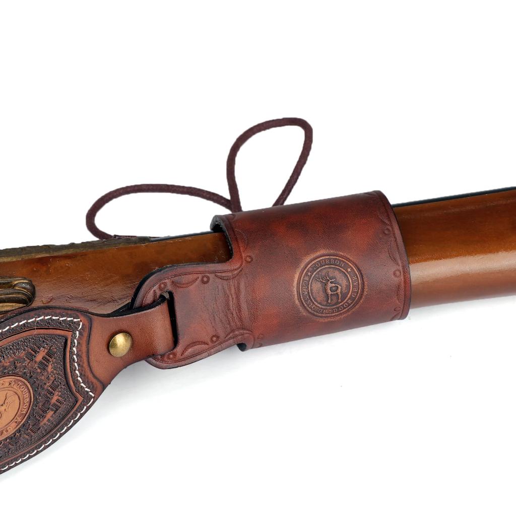 TOURBON Adjustable Leather Gun Sling Loop Holster Barrel Sling No Drilling Required Adapter,