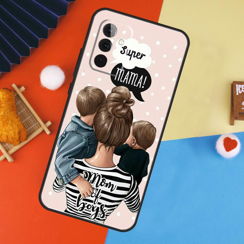 Beautiful Mother Daughter Son Case For Samsung Galaxy A53 A33 A13 A54 A34 A14 A56 A36 A16 A06 A12 A32 A52 A35 A17 A15 A55