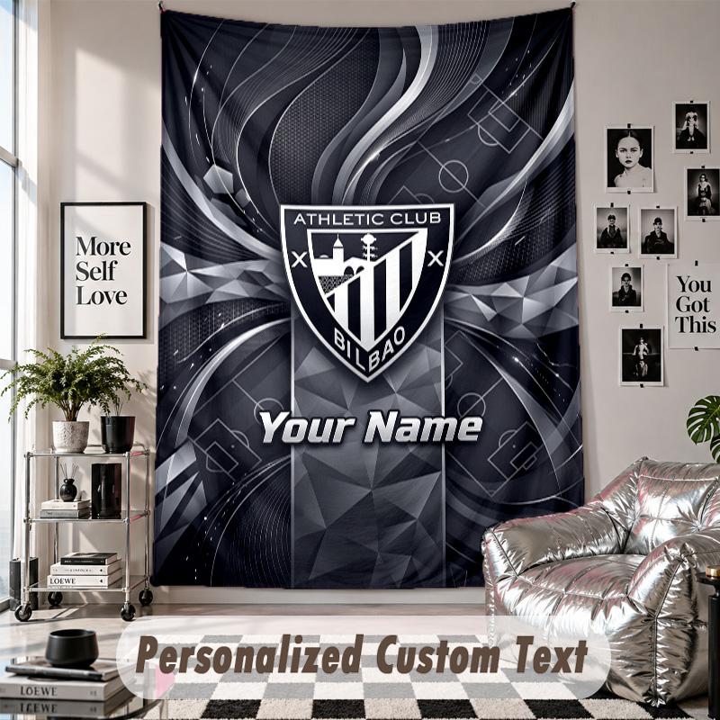 Custom Tapestry Wall Hanging, Athletic Bilbao FC Personalized Name Text Home Wall Decor