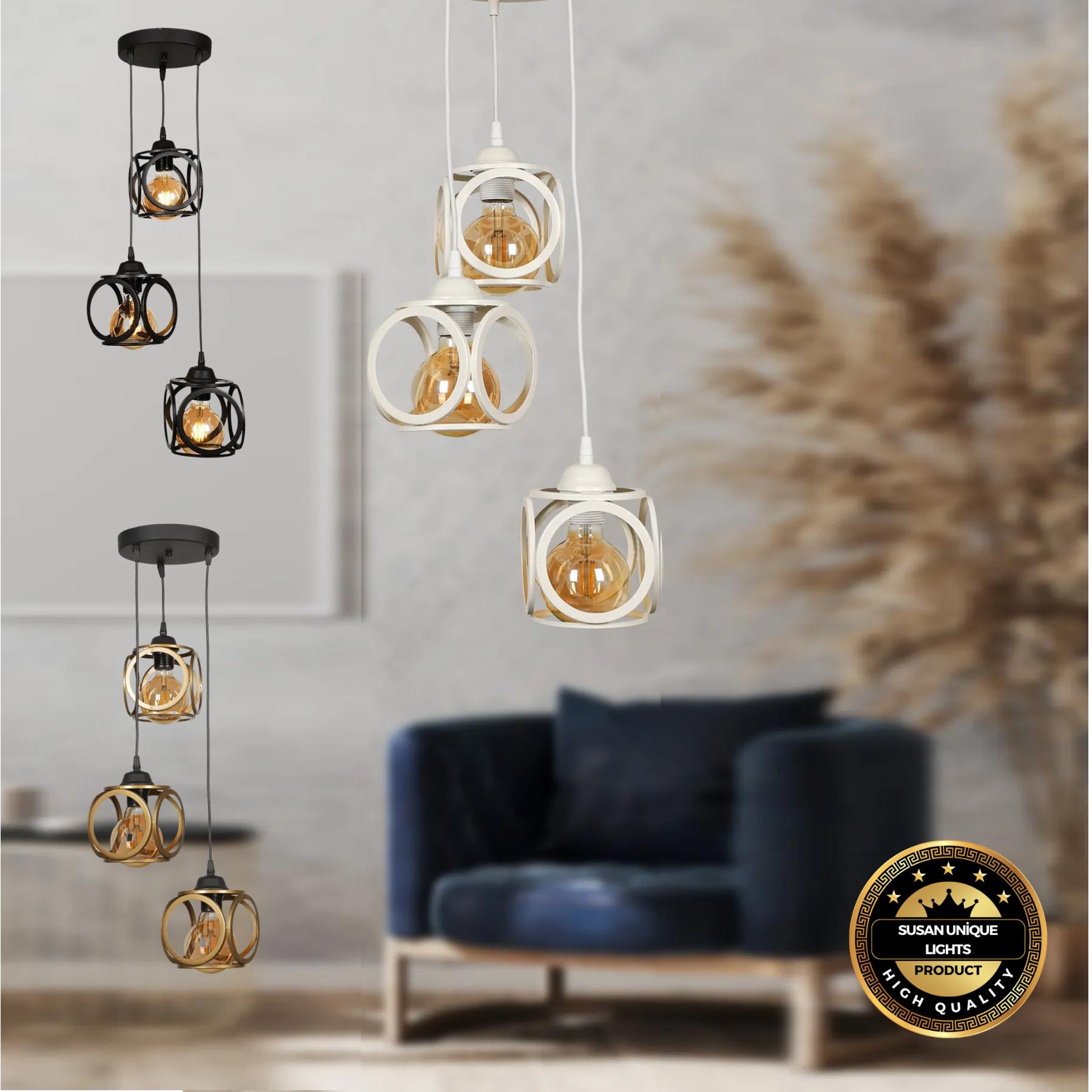 

Тройная люстра современного дизайна - 3 различных варианта цвета белый