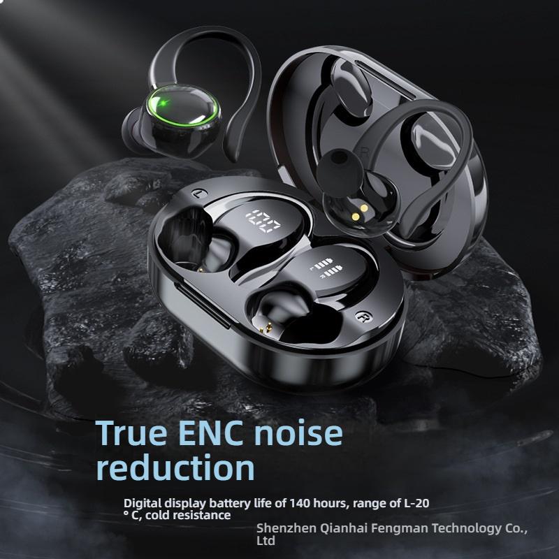 Sports Cycling Bluetooth 5.3 Earphones, Ear Hook Design ENC Noise Reduction Waterproof