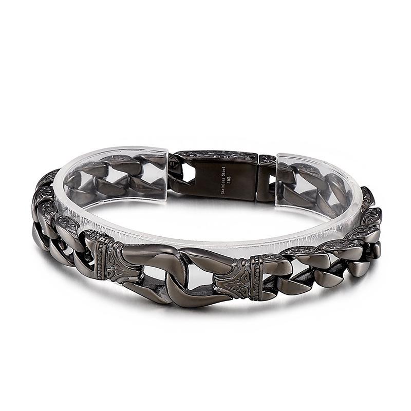 Retro Men's Stainless Steel Titanium Bracelet - European and American Fashion