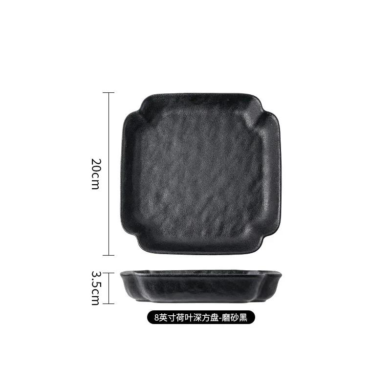 Ceramics Black White Square Plate Simplicity Originality Household Hotels Porcelain Tableware Breakfast Dinner Main Dish Plate