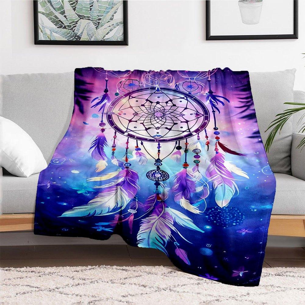 "Colorful Dreamcatcher Wall Art Decor"Blanket Flannel Throw Blanket for Sofa, Bed, Travel, Camping, Office