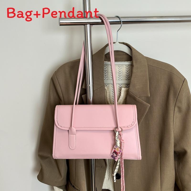 Pu Handbag Stylish Shoulder Bag With Solid Color Design For Casual Street