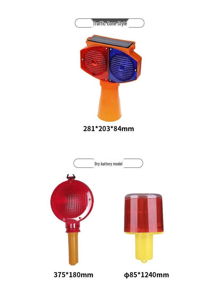 Custom Solar-Powered LED Red/Blue Flashing Traffic Lights for Road Construction and Barrier Safety