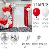 Rote Weiße Luftballons Girlande Metallisch Silber Konfetti Luftballonbogen Set Hochzeit Jubiläum Junggesellinnenabschied Geburtstag Party Dekoration