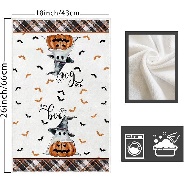 XCHI Halloween Boo Spooky Ghost Cat Kitchen Towels Dish Towels 18x26 Inch Home Kitchen Decorations Hand Towels Set of 2 Drying Dishcloth