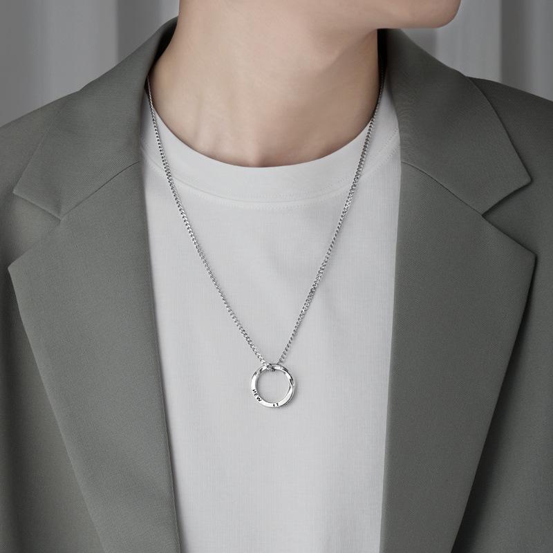 Necklace - A Versatile New Model of Horsewhip Chain with Titanium Steel Pendant for Men's Necklace