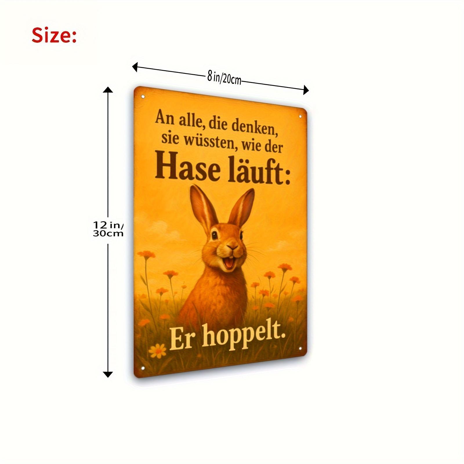 

Vintage Metal Sign x Inch Retro Bunny Fun German Phrase Wall Art Perfect for Kitchen Garden and Easter Decor 20x30cm（7.8x11.8inch）