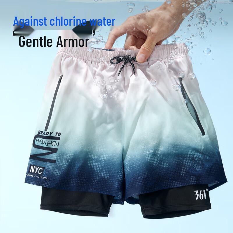 361° Men's Fake Two-Piece Double-Layer Swimming Trunks