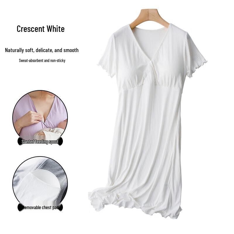 Modern Mom Summer Thin Nursing Nightgown with Chest Pads