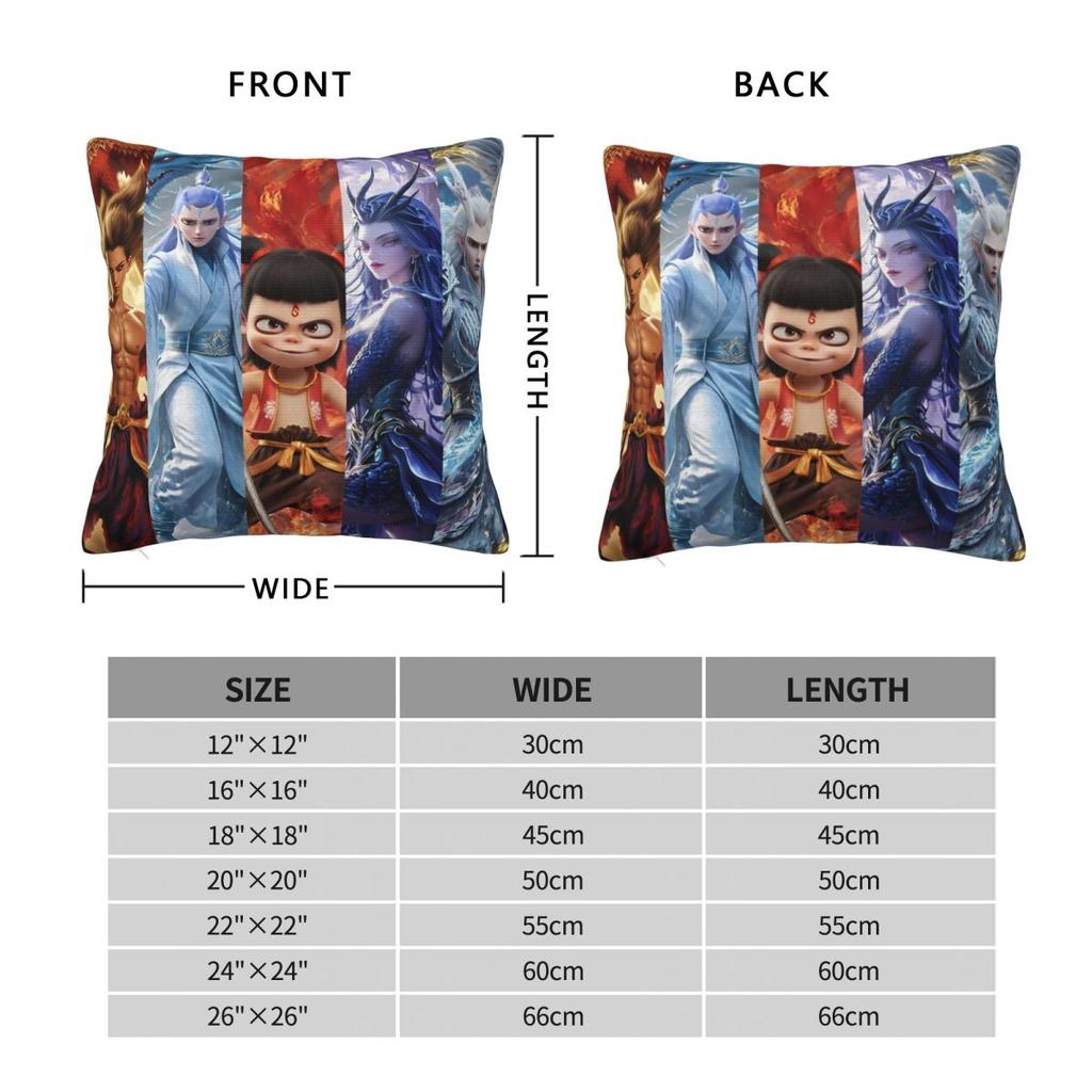 Nezha Birth Of The Demon Child Pillow Cases Ne Zha Cartoon Movie Cushion Covers Zippered Decor Pillowcover For Seat 40X40Cm