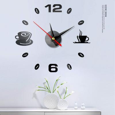 Horloge murale 3D en acrylique sans cadre, horloges à quartz à faire soi-même, autocollants muraux, horloge silencieuse pour la maison, le salon, décoration murale