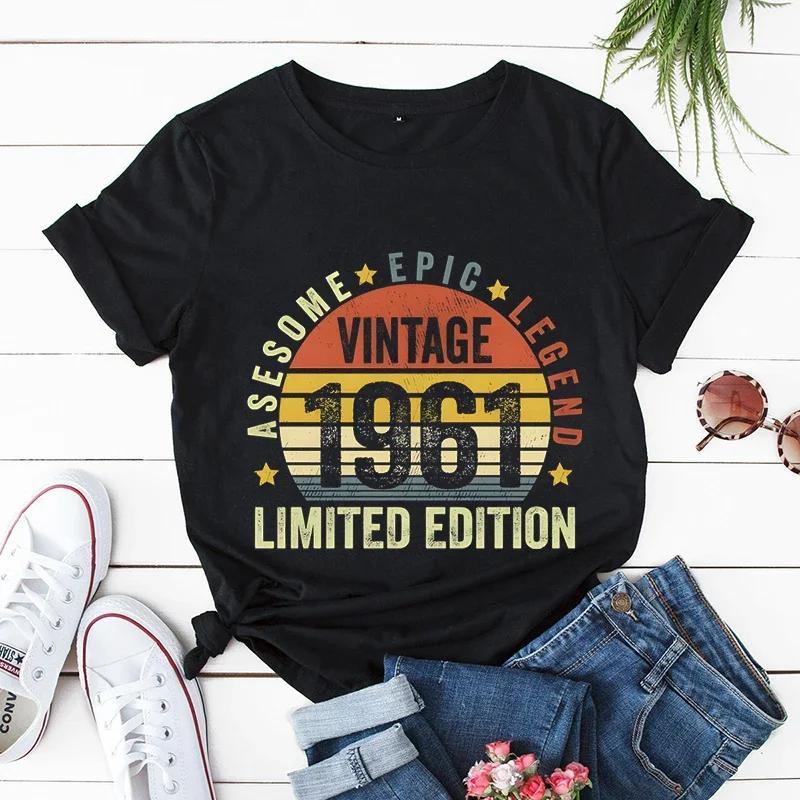 Vintage 1981 Print Unisex T Shirts Short Sleeve Unisex Tshirts Ladies Tee Shirt Tops 1973195719581961 Clothes Camisetas Mujer