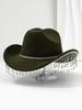 Cross-border Popular Women's Unique Sweet Top Hat Square Point Diamond Hat Chain with Rhinestone Tassel Suitable for Music Parties