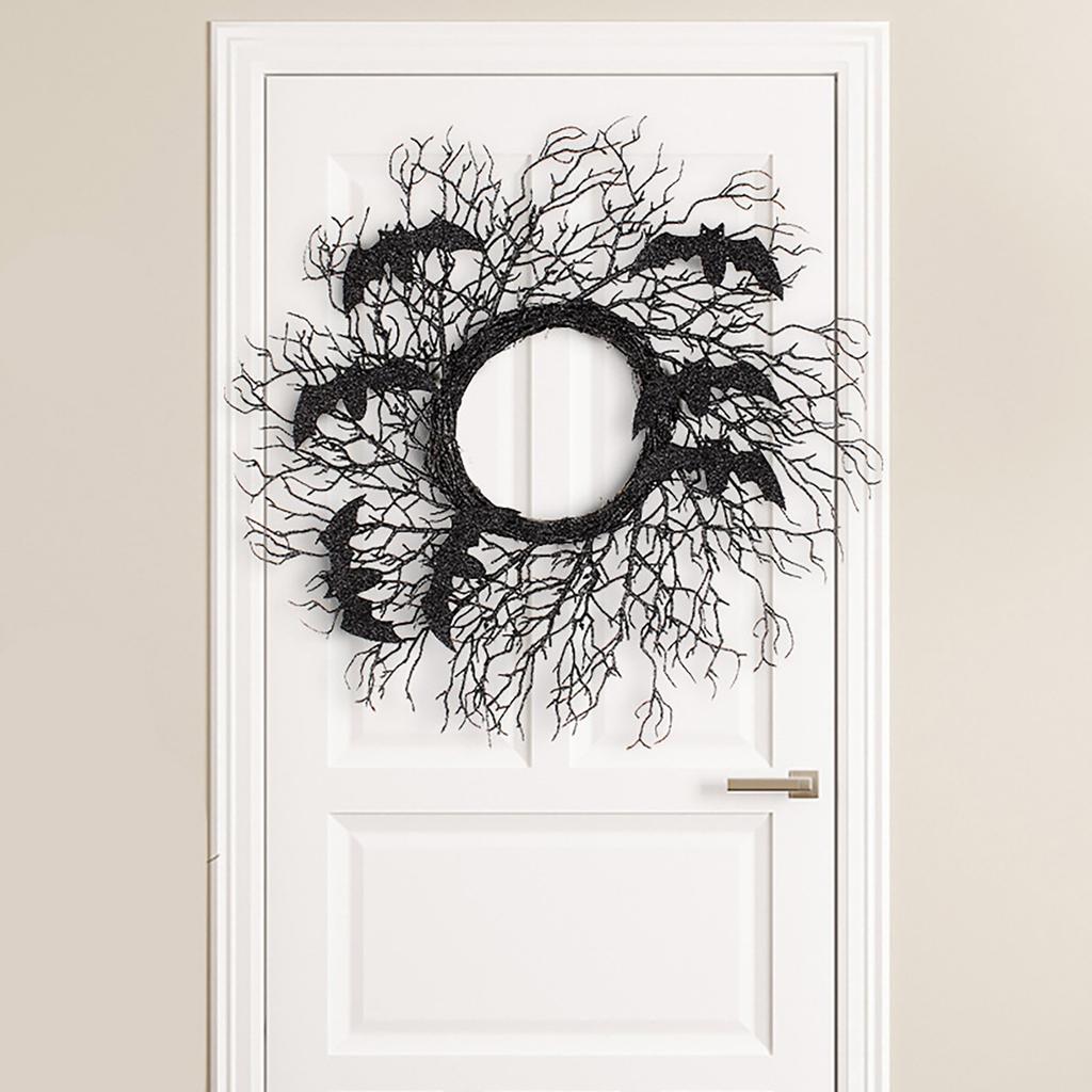Halloween Simulation Decoration Wreath, Black Withered Branches, Vines, Window And Door, Hanging Party Props
