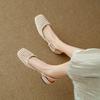 Fashion French Retro Woven Hollow Bag Head Sandals Women's Summer 2025 New Gentle Back Strap Thick Heel Single Shoes