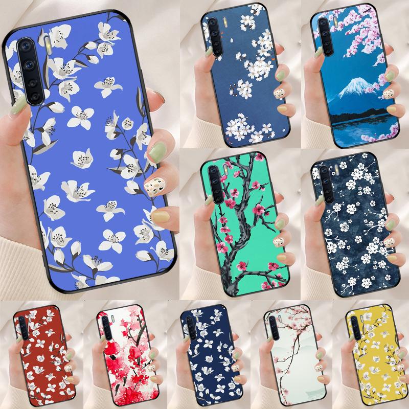 Cherry Blossom Floral Case For Oppo A40 A60 A80 A18 A38 A58 A78 A98 A16 A76 A96 A15 A17 A77 A74 A94 A54 A57S Cover