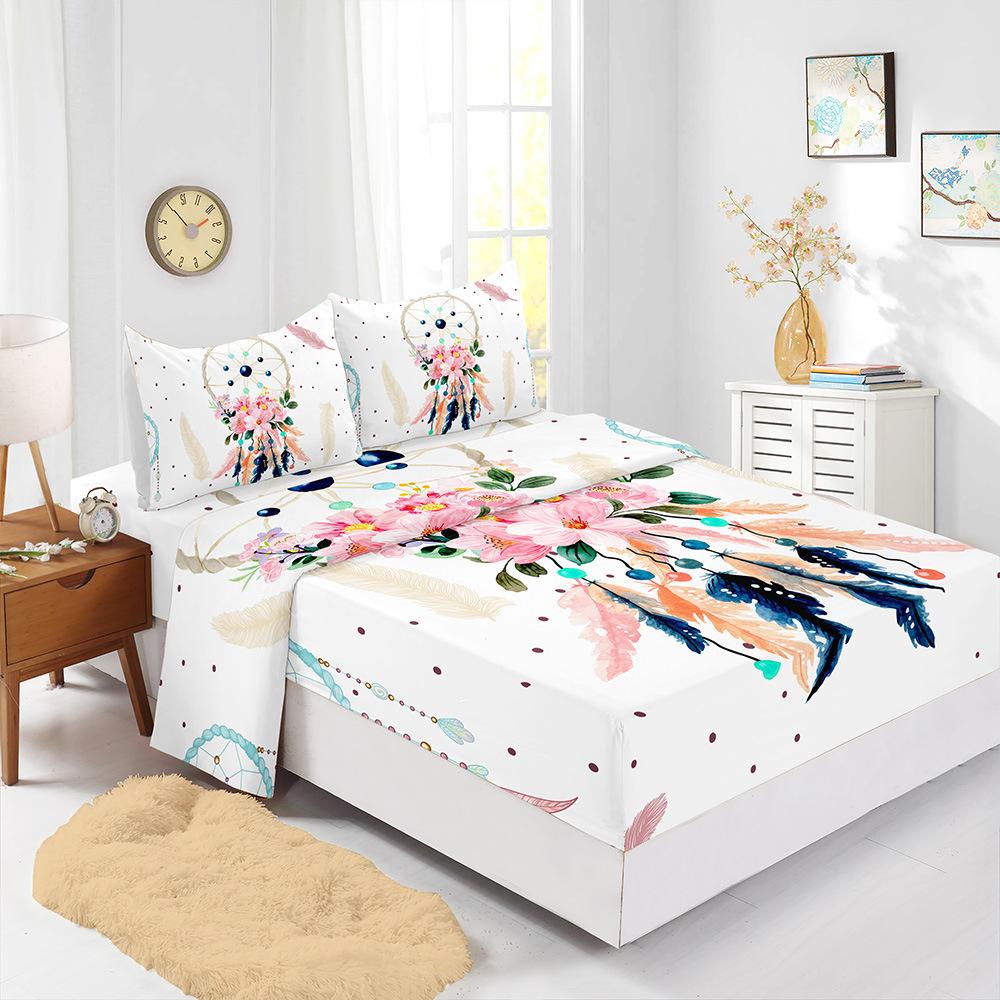 Dream Catcher Wind Chimes Four-Piece Set Mattress Sheet Mattress Protective Cover Bedding