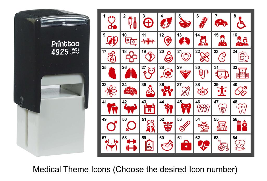 Printtoo Medical Theme Icons Rubber Stamp Self Inking Stamper 24 Mm