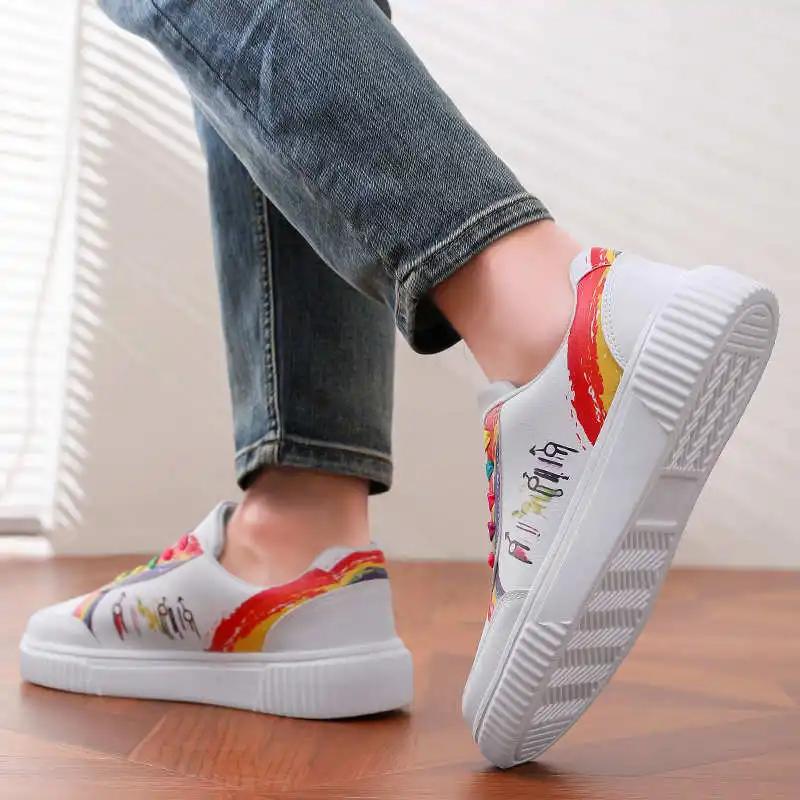 Without Heel High Sole Brand Sneakers Casual Sport And Fitness All White Shoes For Men Fashion-man Super Comfortable 0