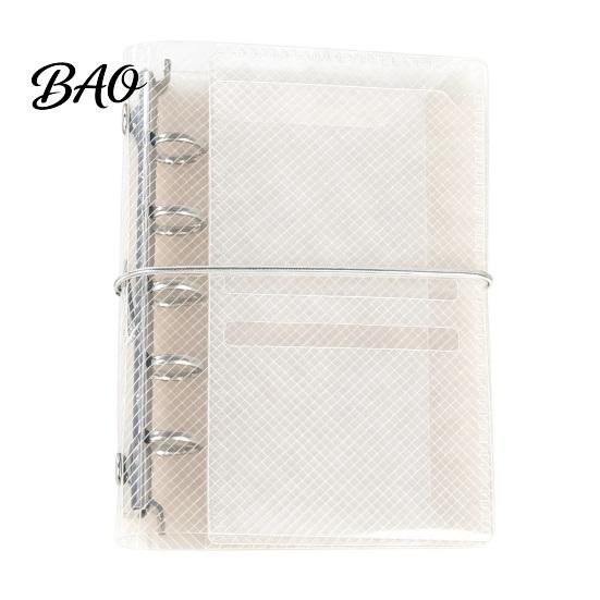 Refillable Planner Binder A6 A7 M5 Trifold Binder, 5/6-Rings Transparent Loose Leaf 6-Rings Folder, Budget Notebook Cover for School, Office, Meeting
