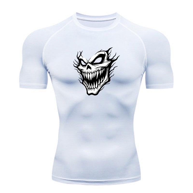 Men's Compression Athletic T-Shirt, Scary Demon Skull Print