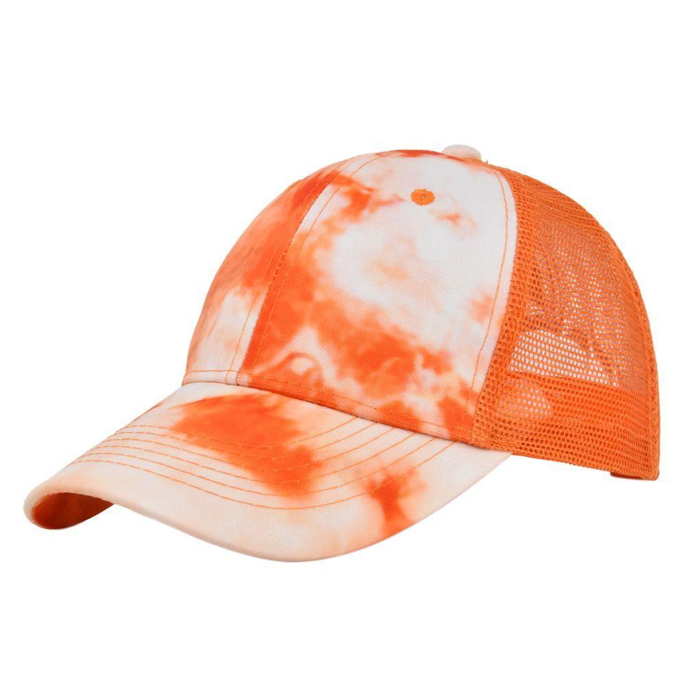 Summer Mesh Cap Tie Dye Baseball Cap 3D Embroidery Duckbill Cap Mesh Baseball Cap Sunshade Cap Mesh Cap