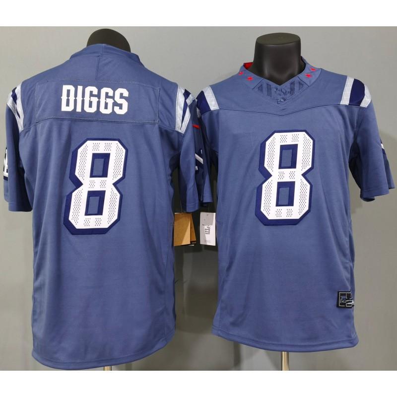 3rd Gen New England Patriots 8 Diggs Football Jersey Grey Mens Sports Game Shirt
