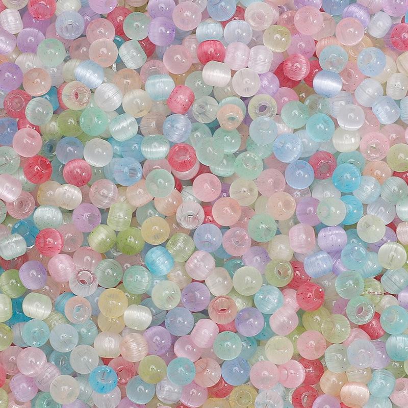 Mărgele de sticlă ochi de pisică jeleu 4mm, mărgele mici, mărgele libere, accesorii DIY lucrate manual, mărgele pentru înșirat manual, mărgele rotunde, lanț pentru telefonul mobil, mărgele rotunde, culoare încântătoare