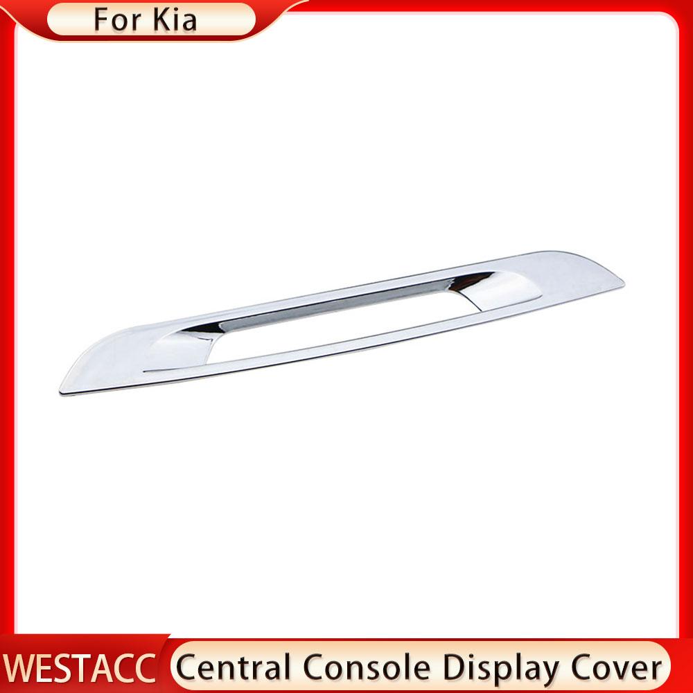 Abs chrome console central do carro display capa decoração adesivo guarnição para kia sportage r 2011 2012 2013 2014 2015
