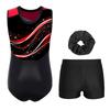 Girls Liturgical Dance Outfit Sleeveless Color Block Metallic Patchwork Dress with Wide Leg Pants