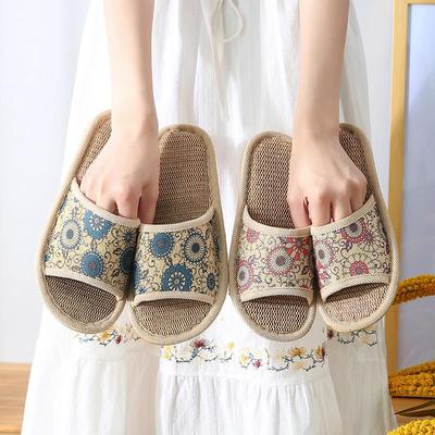 Non-Slip Linen Couple Slippers for All Seasons - Men's and Women's Indoor Wear-Resistant Shoes