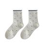 Sock Flowered Lace Socks for Spring and Summer Cotton Socks with Bows, Gray and White Mesh Breathable Women's Socks, Sweet Mid-calf Socks