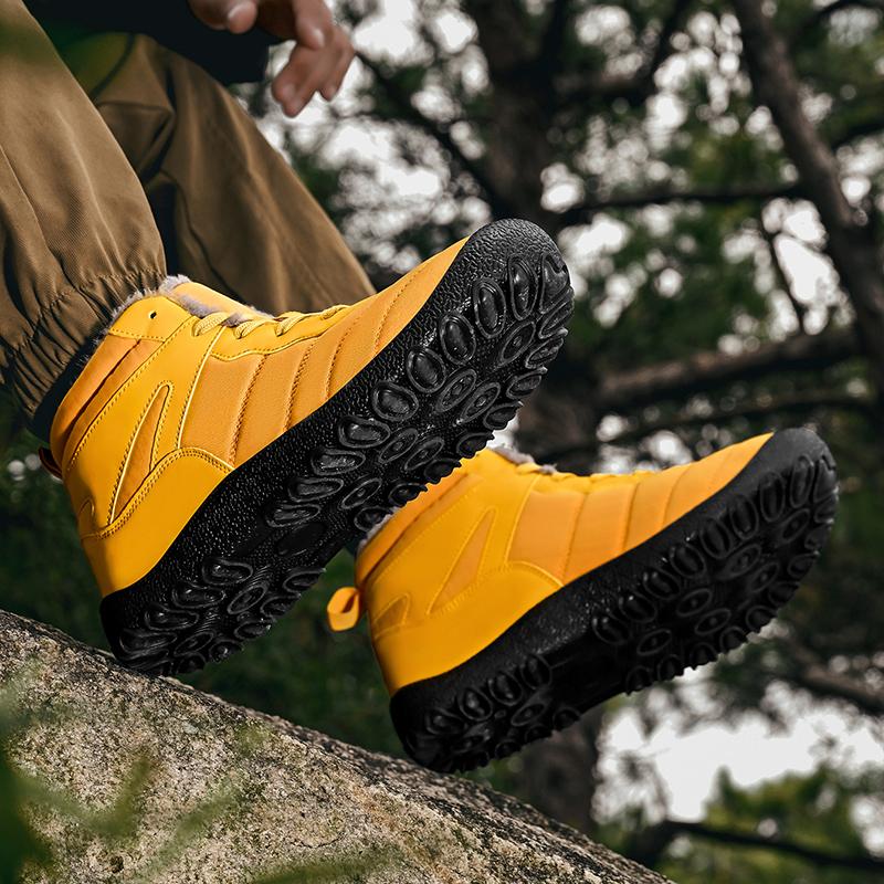 39-48 Zimní pánské outdoorové boty s vysokým svrškem a plusovým sametem, velká velikost, turistické boty plus teplá turistická obuv s kožešinou