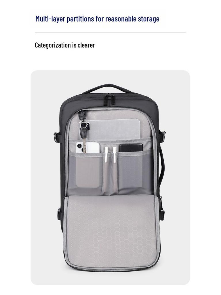 Men's Waterproof Business Backpack with Large Storage for Commuting, Travel, and Laptop.