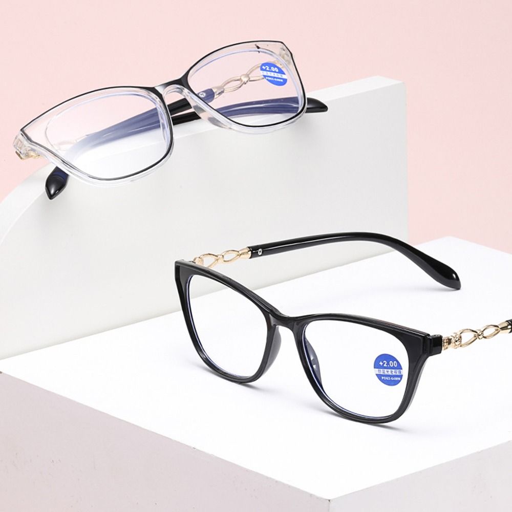 Cat Eye Reading Eyeglasses for Women Fashion Blue Ray Blocking Matal Prescription Eyeglasses Classic Vintage Optical Presbyopic Eyewear +1.0~+4.0