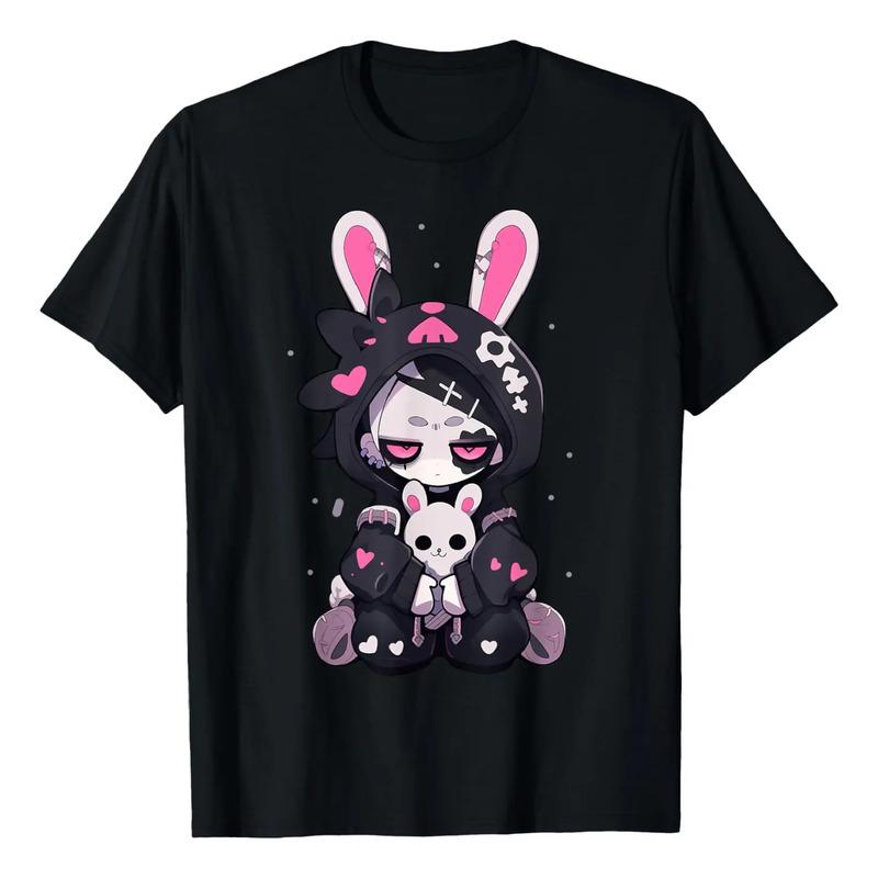 Goth Bunny Anime Girl Cute E-girl Gothic Outfit Grunge T-shi S разноцветный
