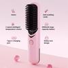 Cordless Hair Straightener Brush 3 Temp Adjustable Fast Heating Portable Travel Negative Ion Hot Brush Electric Curly Hair Styling Detangling Comb