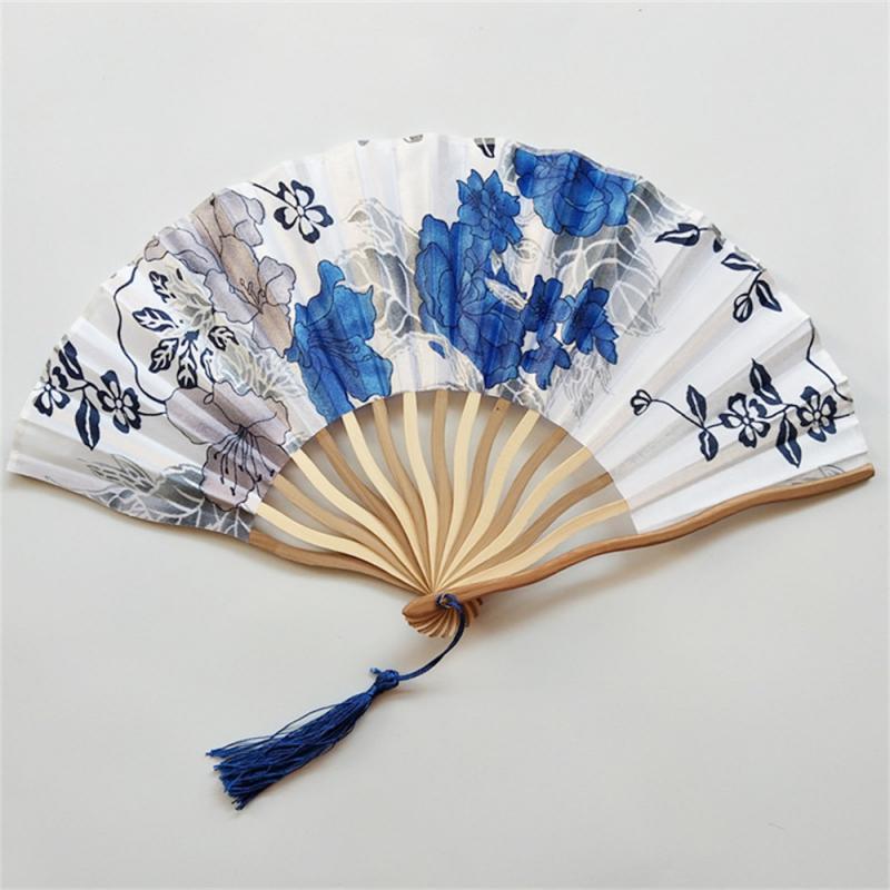 Chinese Japanese Style Silk Fan Folding Fan Wedding Fan Art Gifts Dance Hand Fan Vintage Bamboo Folding Hand Held Flower Fan