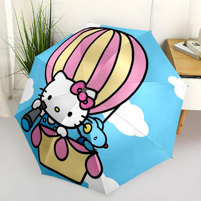 1pc Hello Kitty Hot Air Balloon Umbrella - Automatic Opening & Closing with Foldable Design, Iron Frame for Outdoor Use, Perfect Gift for Fans, Travel