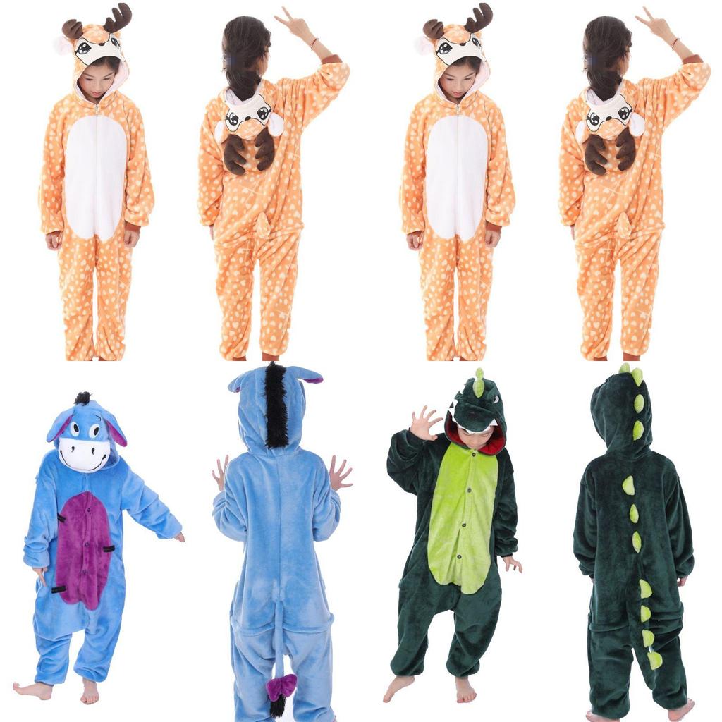 Stylish Animal Flannel Onesie Pajamas For Kids Soft Sleepwear Perfect For Home Lounging