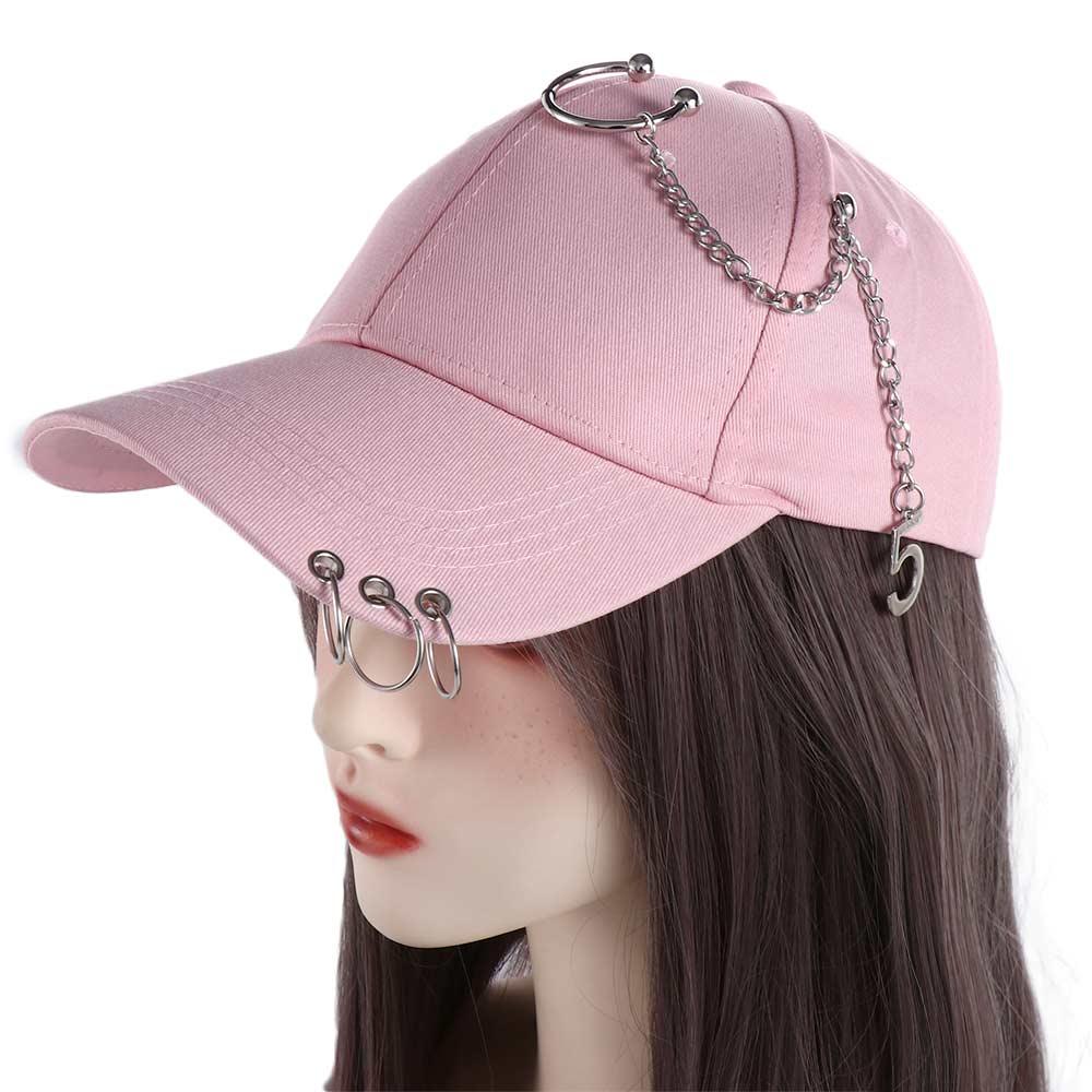 Casual Simple Trendy Sports Female Chain Outdoor Cotton Baseball Cap Snapback Hats Visors Cap With Ring