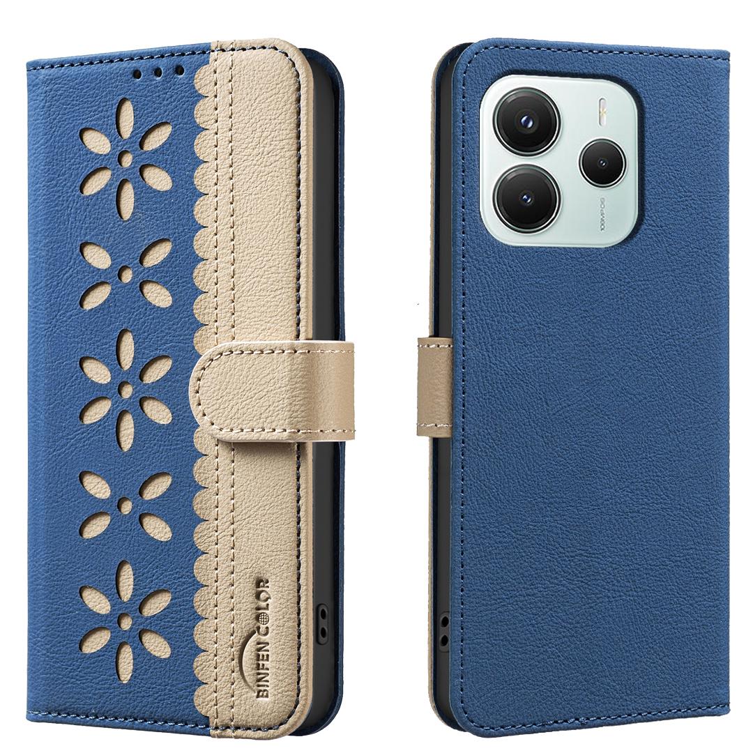 

For Xiaomi Poco M7 Pro 5G/Xiaomi Redmi Note 14 5G Leather Case BINFEN COLOR BF36 Floral Pattern Phone Cover RFID Blocking Wallet Stand F